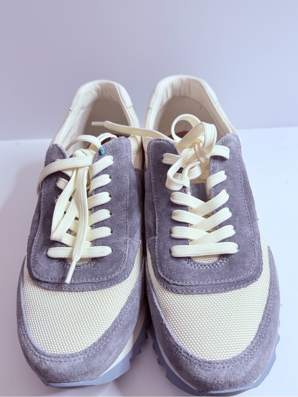 Tory Burch Women's Suede & Mesh Sneakers in Light Gray and Cream